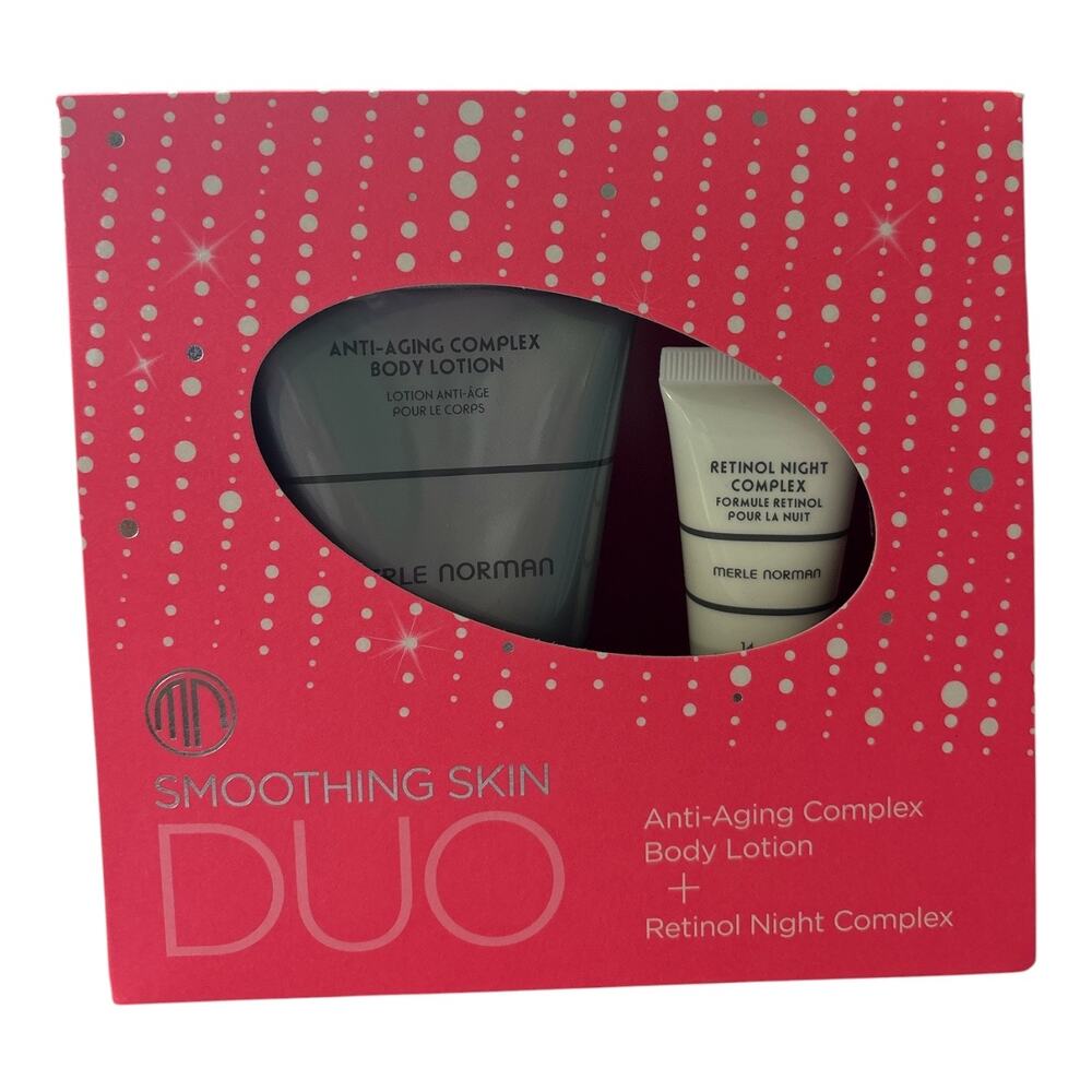 Merle Norman Smoothing Skin Duo Anti-Aging Complex Body Lotion Retinol Night Set